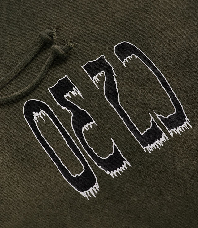 Shop 032c Spliced Bubble Hoodie Faded Olive Drab at itk