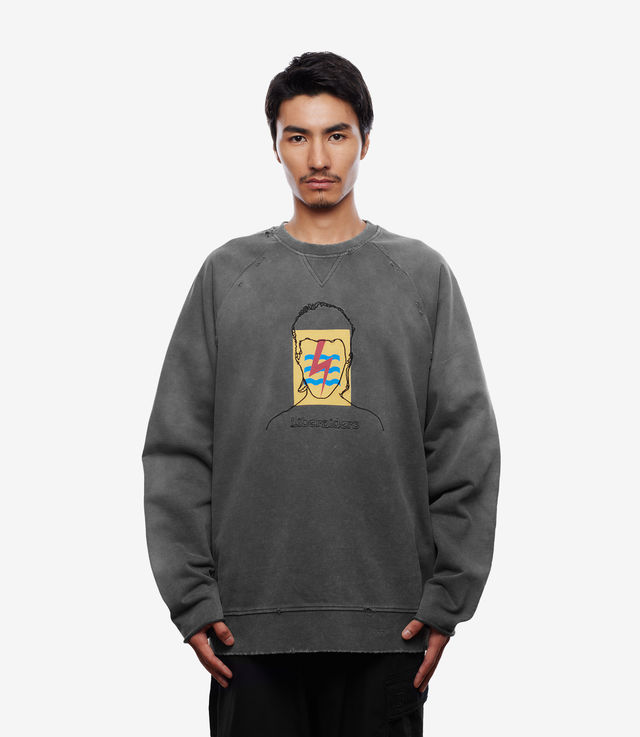 新品 Liberaiders COMPOSITION CREWNECK Shop Liberaiders Garment Dyed Crewneck Gray at itk online store