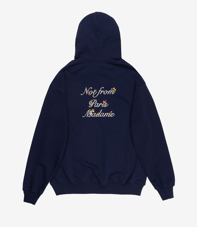 Shop Drôle de Monsieur Le Hoodie Slogan a Fleurs Navy at itk