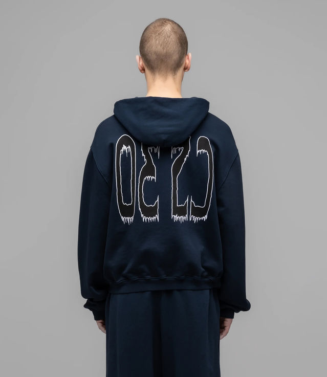 【032C】\"ROZSA VICTORIA\" HOODIE DARK BLUE RÓZSA VICTORIA