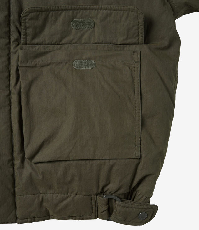 Shop Thisisneverthat Multi Pocket Down Jacket Olive Brown at Shop Thisisneverthat Multi Pocket Down Jacket Olive Brown at