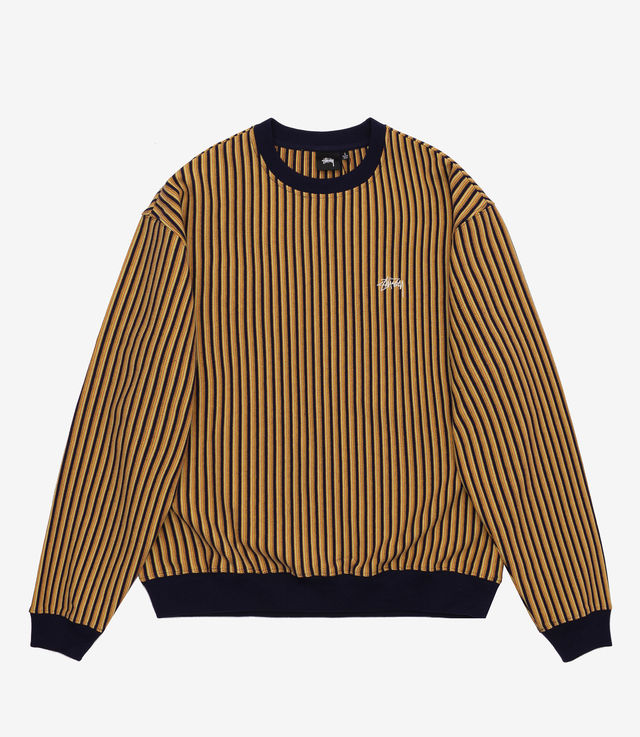 Shop Stussy Vertical Dot Striped LS Crew Navy at itk online store