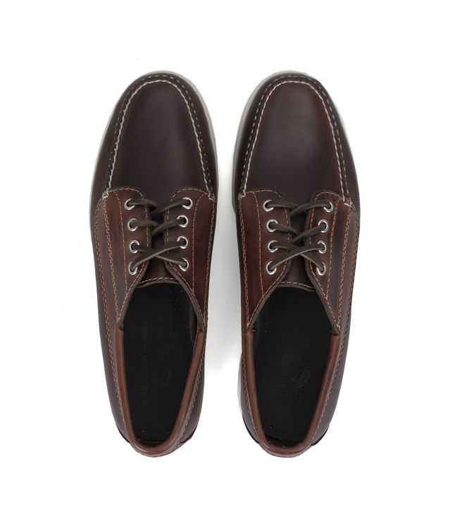 Shop G.H. Bass Camp Moc Jackman Pull Up Leather Dark Brown at itk
