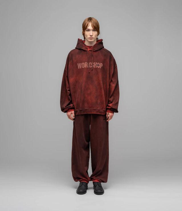 Shop 032c Icarus With No Sun Bubble Hoodie Stained Red at