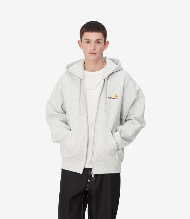 Shop Carhartt WIP Hooded American Script Jacket Ash Heather