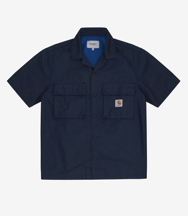 Shop Carhartt WIP S/S Wynton Shirt Ripstop Mizar/Gulf Stone Washed