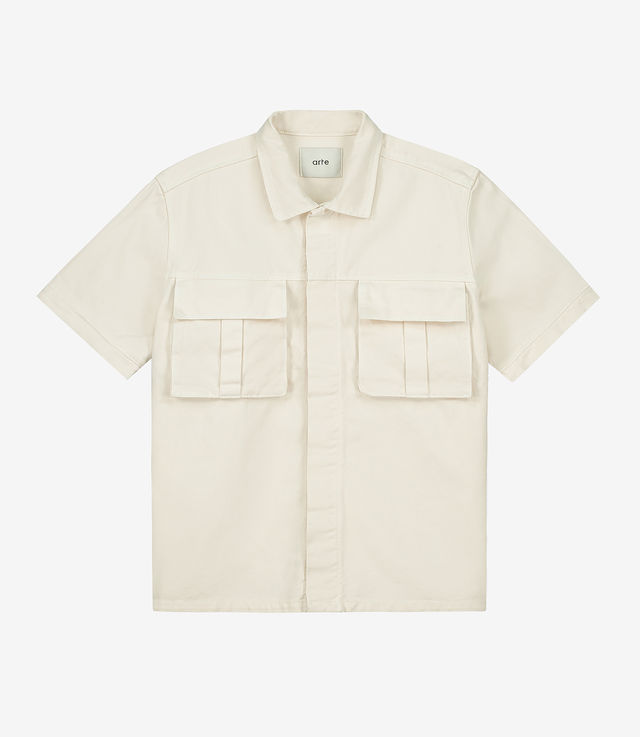 Shop Arte Antwerp Peter Detail Pocket Shirt Cream at itk online store