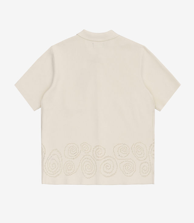 Shop Stussy Perforated Swirl Knit Shirt Natural at itk online store