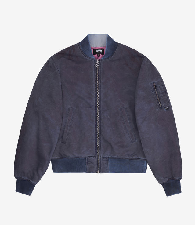 Shop Stussy Dyed Nylon Bomber Navy at itk online store