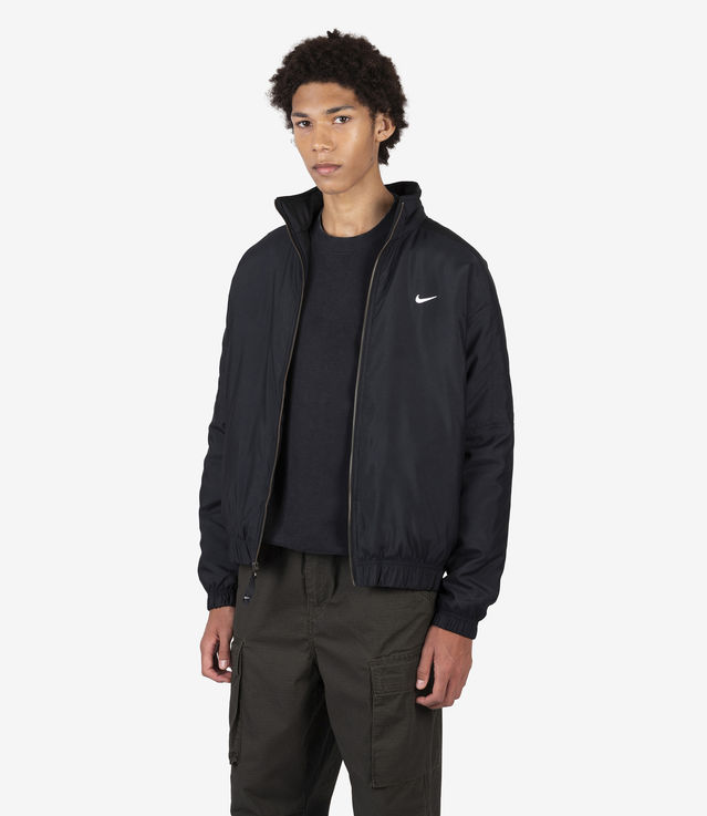 Shop NikeLab Solo Swoosh Satin Bomber Jacket Black/White at itk online ...