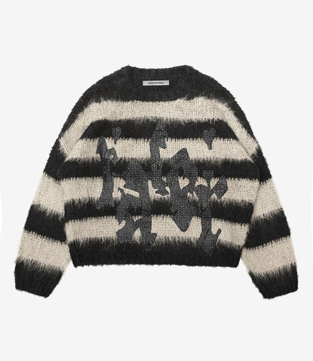 Shop Racer Worldwide Mohair Stripe Sweater Beige at itk
