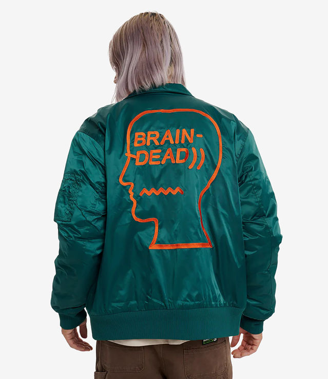 【未使用品】 Brain Dead Human Hardware Jacket Brain Dead Men's Human Hardware Satin Jacket in Slate Blue