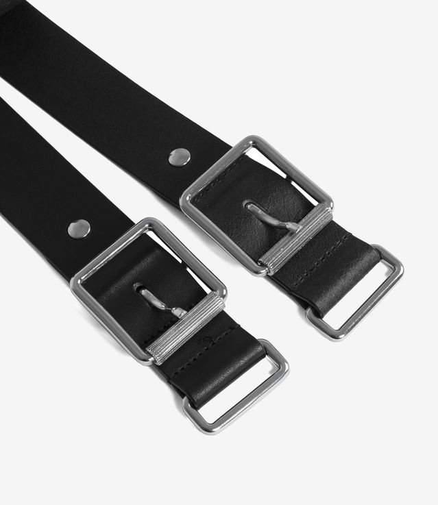 Shop 032c 'Double Gemini' Leather Belt Black at itk online store