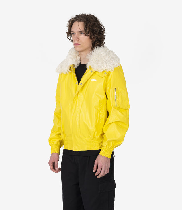 Shop 032c GUILTY Tempest Bomber Jacket Yellow at itk online store