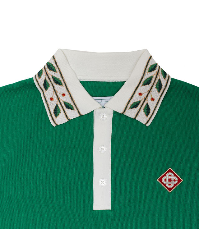 Shop Casablanca Laurel Classic Polo Shirt Green at itk