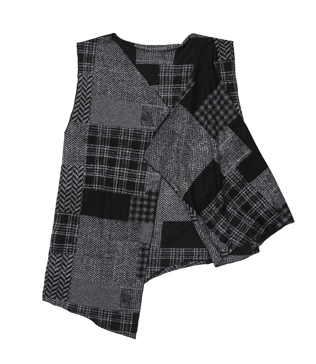 Shop Engineered Garments Wrap Knit Vest Patchwork Black/Grey at itk online  store