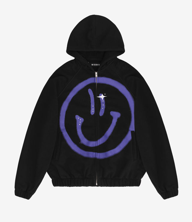 Shop MISBHV Giga Smiley Zipped Hoodie Black at itk online store