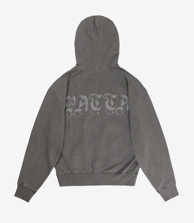Shop Patta Studded Washed Zip Up Hooded Sweater Volcanic Glass at itk ...