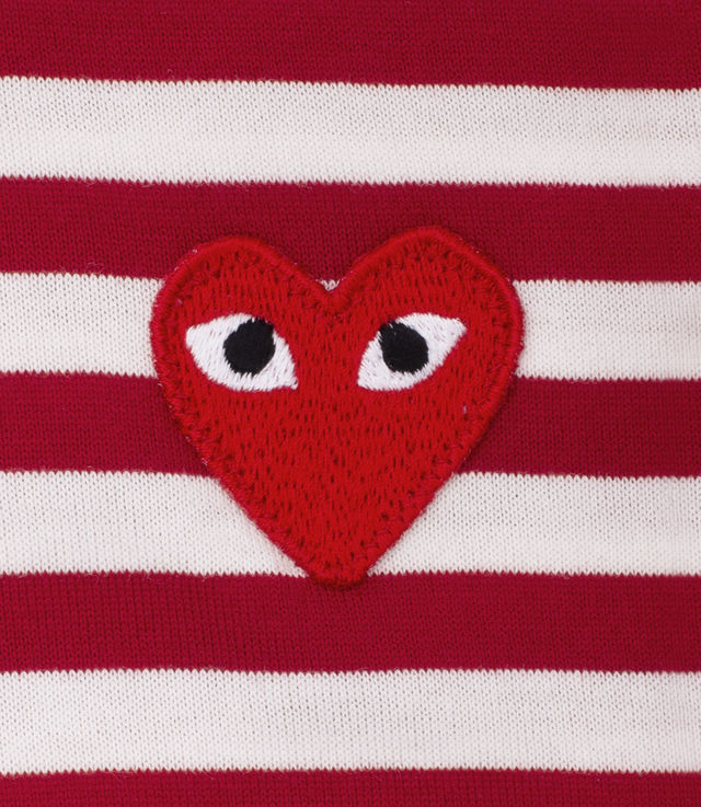 Shop Comme des Garçons Play Long Sleeve Heart Stripe Logo