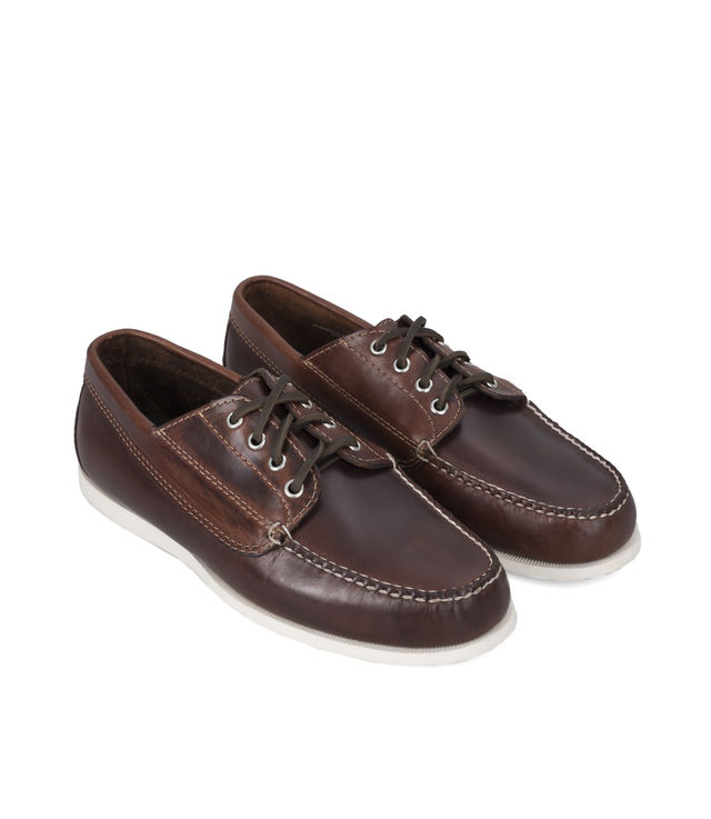 Shop G.H. Bass Camp Moc Jackman Pull Up Leather Dark Brown at itk