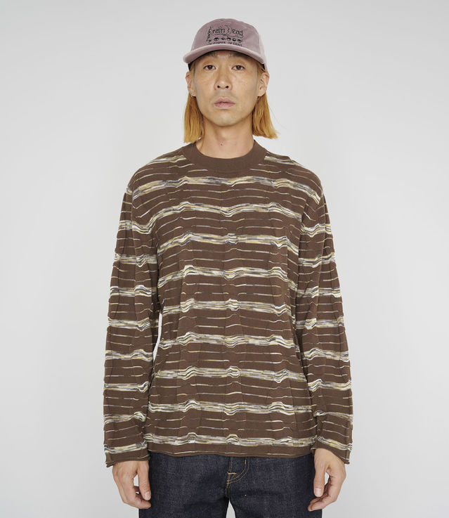 【BRAIN DEAD】SPACE DYE LONG SLEEVE MOCK NECK SWEATER BROWN Brain Dead Space Dye Long Sleeve Mock Neck Sweater, Brown