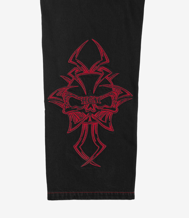 Shop Heaven Can Wait Skull Jeans Black/Red at itk online store