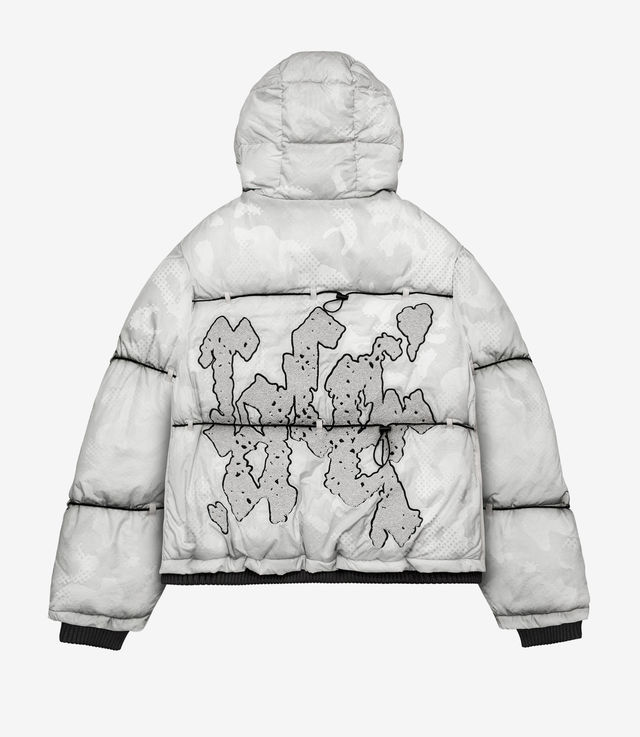 Shop Racer Worldwide Camo Puffer Jacket 3.0 White at itk online store