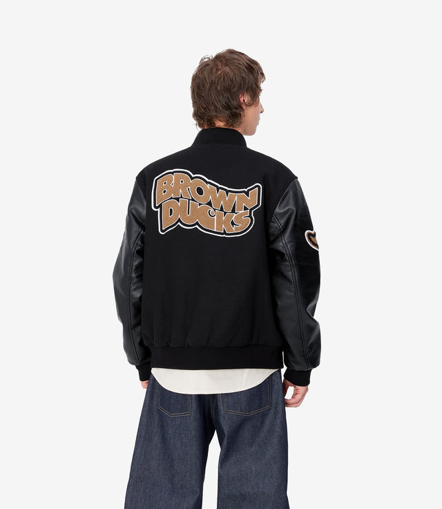 Shop Carhartt WIP Brown Ducks Bomber Black/Black at itk online store