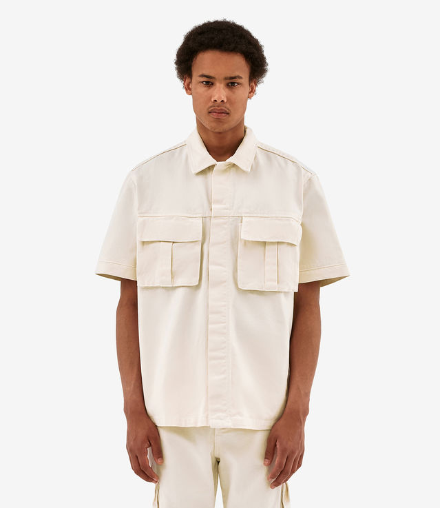 Shop Arte Antwerp Peter Detail Pocket Shirt Cream at itk online store