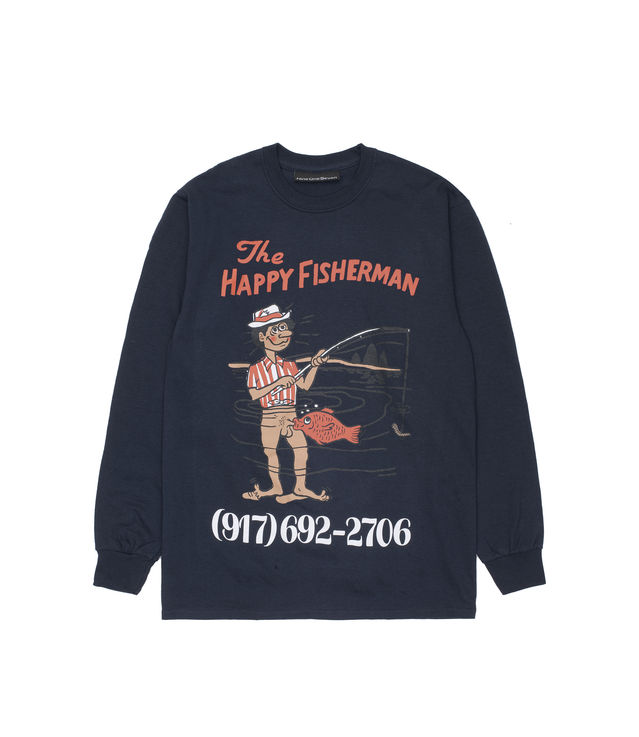 Shop Call Me 917 Happy Fisherman Long Sleeve T-Shirt Navy at itk online  store