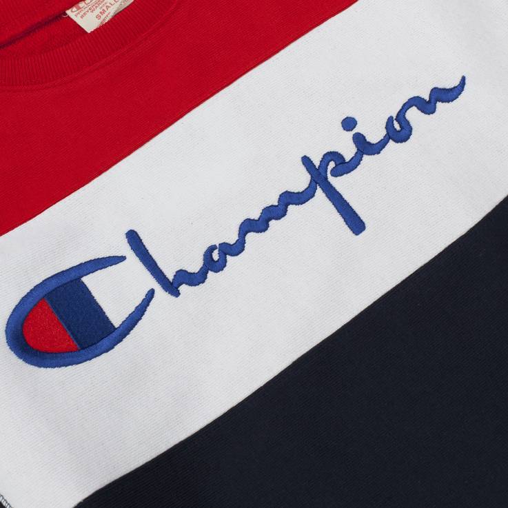 Shop Champion Crewneck Sweatshirt Tricolor Navy/White/Red at ITK online ...