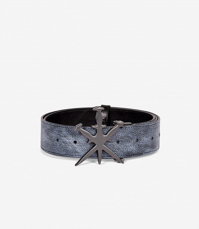 Shop Unknown London Painted Dagger Belt White/Black at itk online
