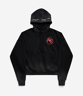 Alis Malto Cropped Print Hoodie Faded Black