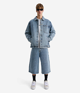 Alis Chaz Wide Fit Denim Shorts Solid Bue