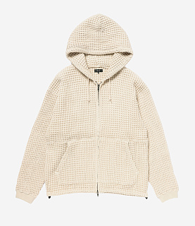 BEAMS Waffle Zip UP Hoodie Natural