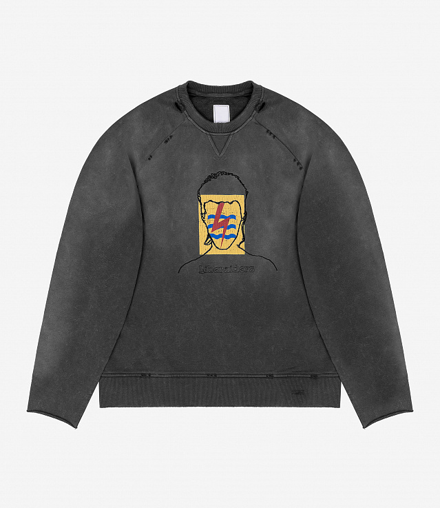 新品 Liberaiders COMPOSITION CREWNECK Shop Liberaiders Garment Dyed Crewneck Gray at itk online store