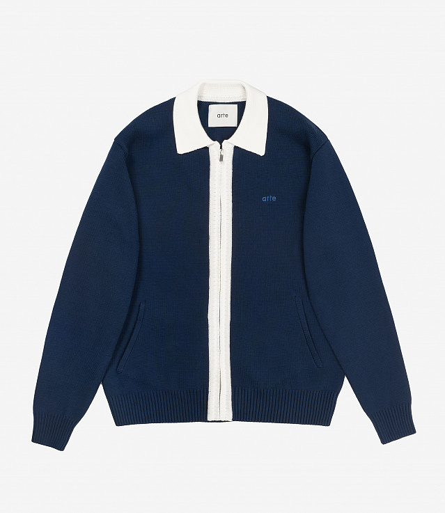 トップス arte antwerp keler stripe cardigan ARTE Antwerp Keler Stripe Cardigan Cardigan Navy Blue