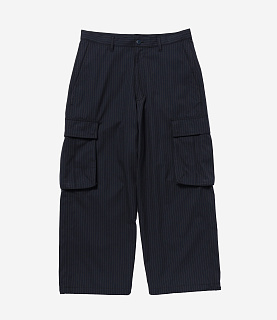BEAMS Wide Cargo Pants Navy Stripe