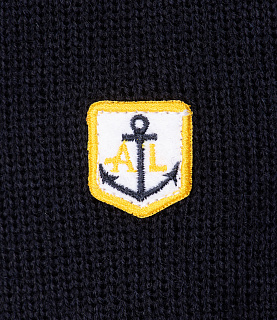 Armor-Lux Heritage Zip Up Collar Sweater Navy/White