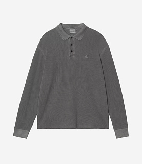 Carhartt WIP L/S Waffle Rugby Shirt Black Garment Dyed