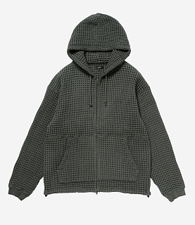 BEAMS Waffle Zip UP Hoodie Charcoal