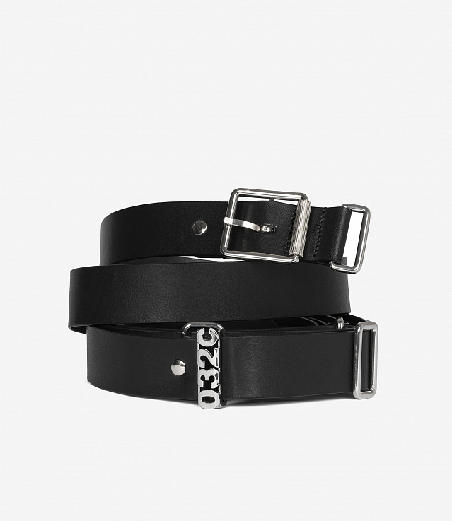 Double Ring Black Leather Belt #BT125SDDK - Jamin Leather®