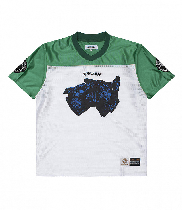 Shop Fucking Awesome Dogs Football Jersey Green/White at itk