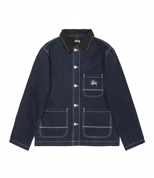 Shop Stussy Brushed Moleskin Chore Jacket Navy at itk online