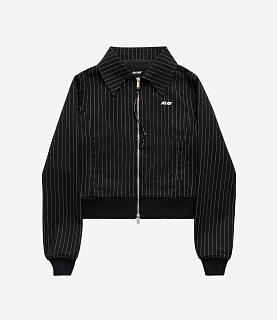 Alis Clarence Short Fitted Jacket Black Pinstripe