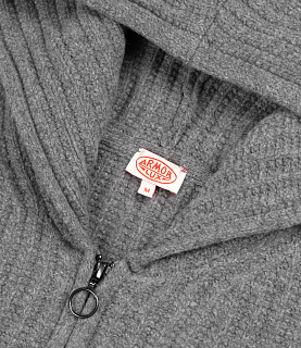 Armor-Lux Heritage Lambswool Zip Up Hooded Knit Slate Grey