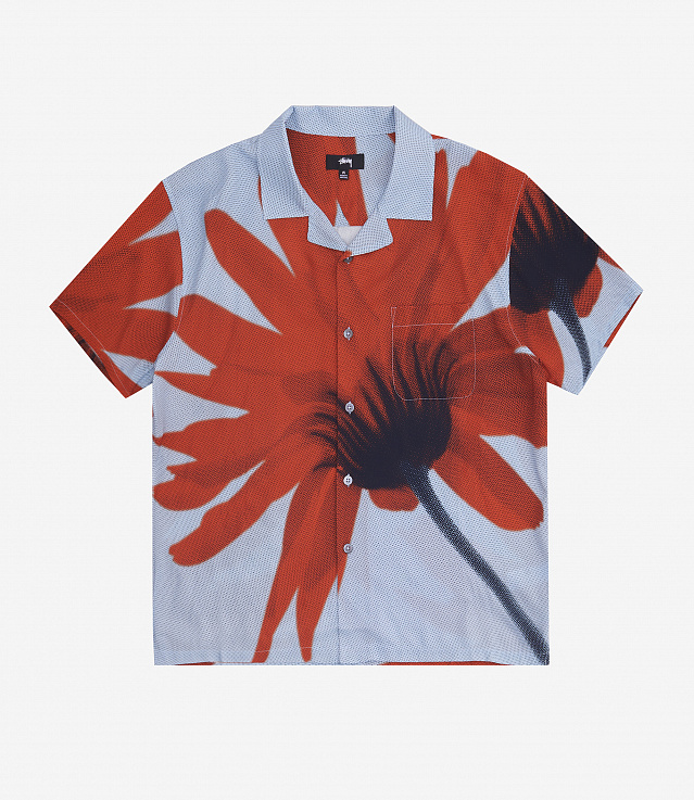 トップス STUSSY Halftone Flower Shirt Stüssy Blue Halftone Flower Shirt Stussy