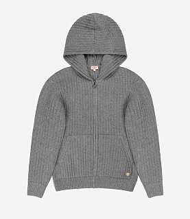 Armor-Lux Heritage Lambswool Zip Up Hooded Knit Slate Grey