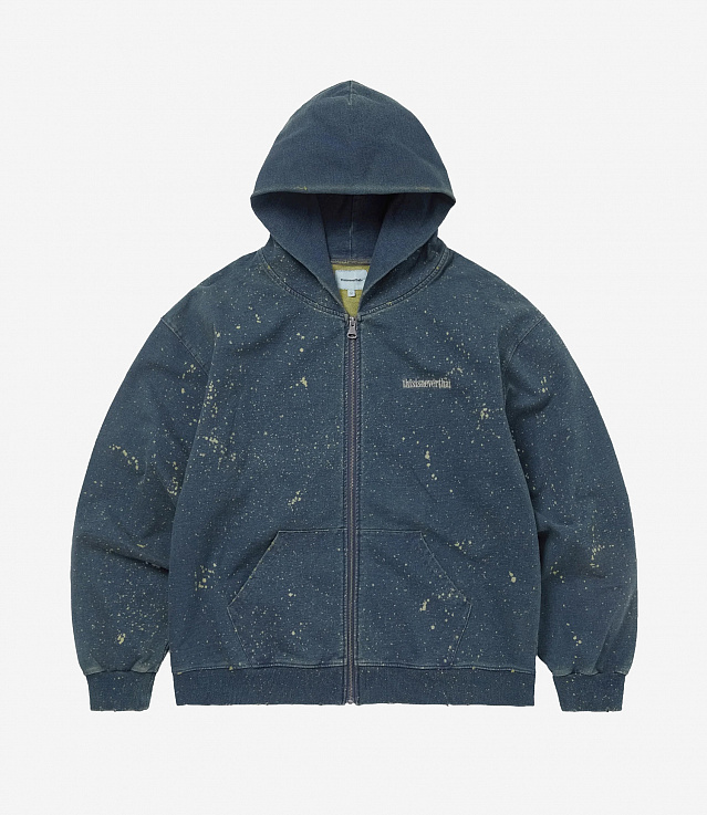 Shop Thisisneverthat Indigo Dyed Zip Up Hoodie Blue at itk