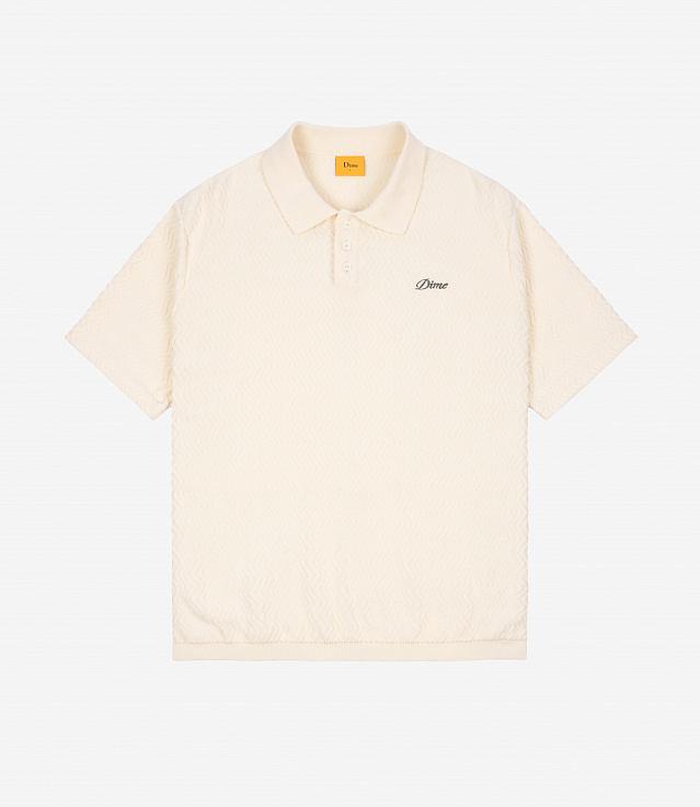 Dime Wave Cable Knit Polo (Dark Green) DIMESP248FOR - Allike